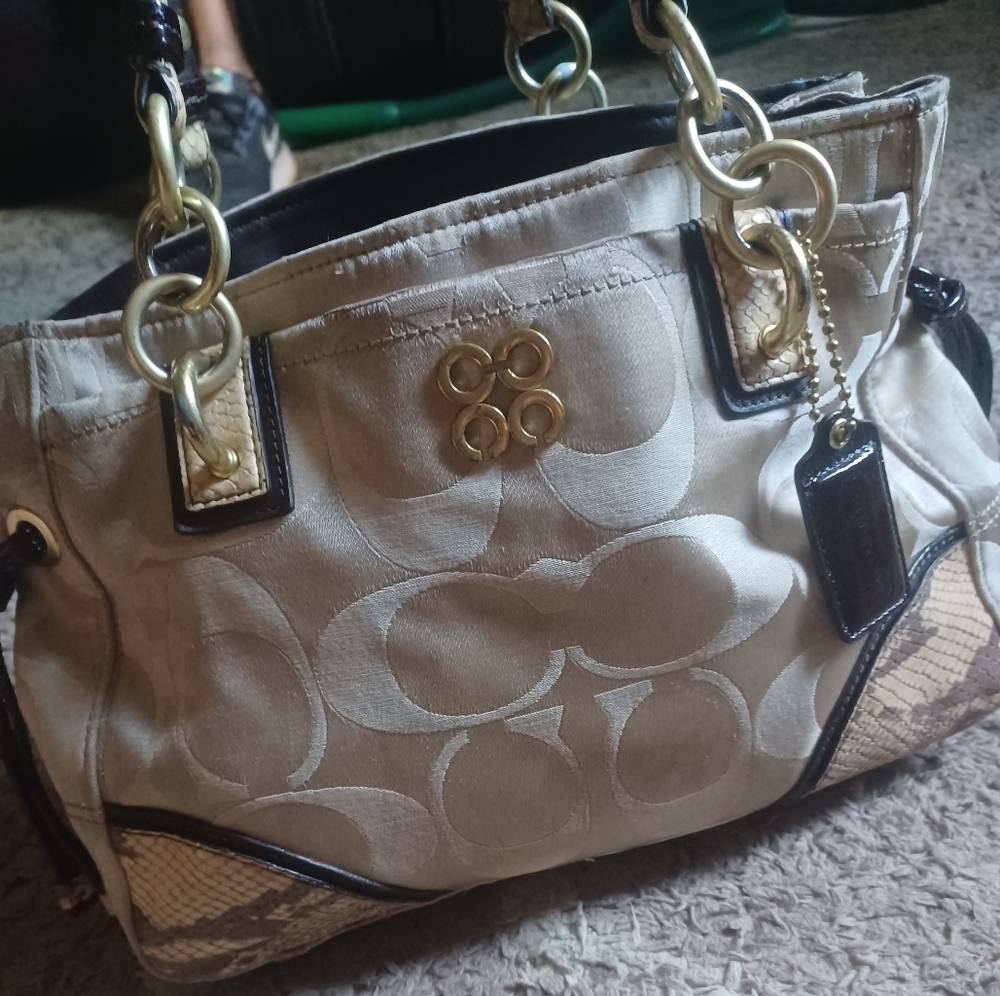 Coach Snake Skin Designed Handbag